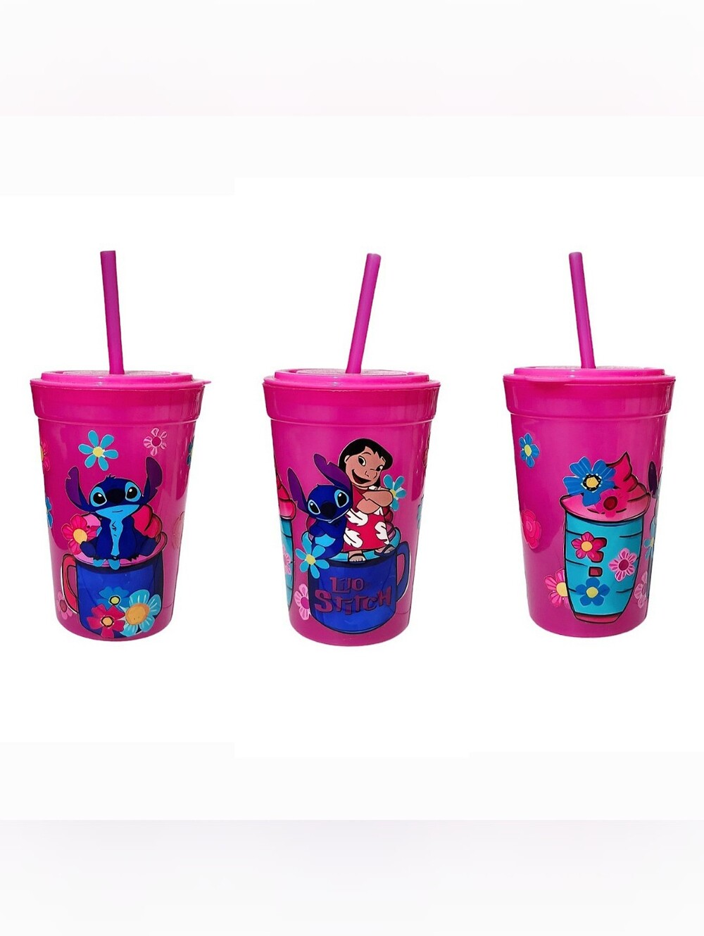3/$20 Lilo & Stitch Pink Plastic Tumbler Cup 16oz Kids